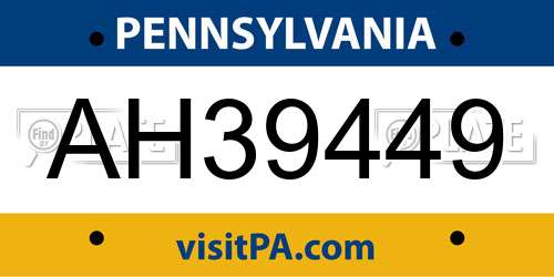 AH39449 Pennsylvania License Plate