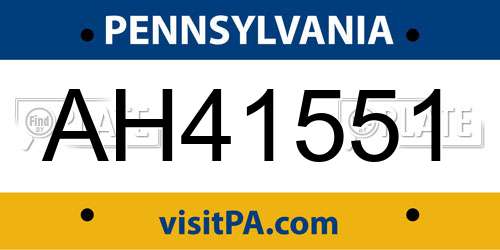 AH41551 Pennsylvania License Plate