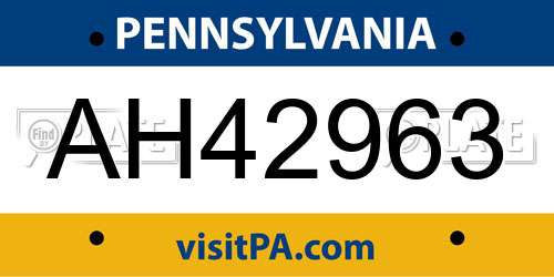 AH42963 Pennsylvania License Plate