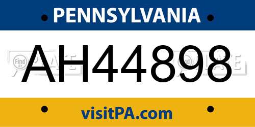 AH44898 Pennsylvania License Plate