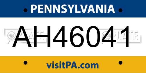 AH46041 Pennsylvania License Plate