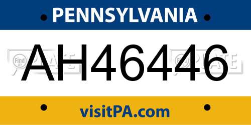 AH46446 Pennsylvania License Plate