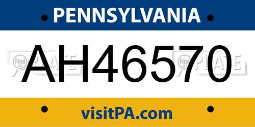 AH46570 Pennsylvania License Plate