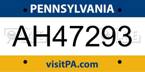 AH47293 Pennsylvania License Plate