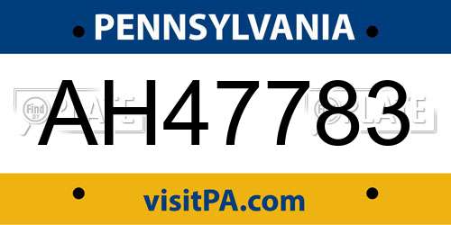 AH47783 Pennsylvania License Plate