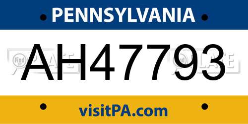 AH47793 Pennsylvania License Plate