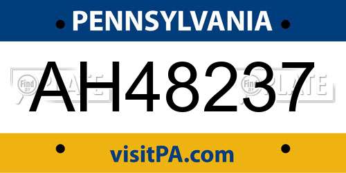 AH48237 Pennsylvania License Plate