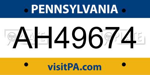 AH49674 Pennsylvania License Plate