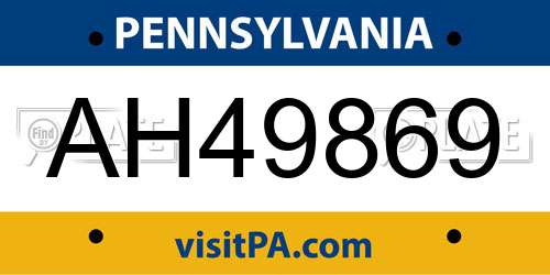 AH49869 Pennsylvania License Plate