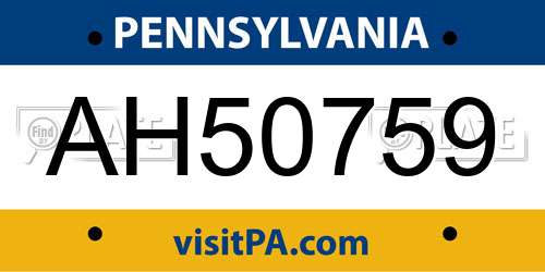 AH50759 Pennsylvania License Plate