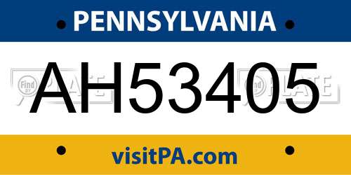AH53405 Pennsylvania License Plate