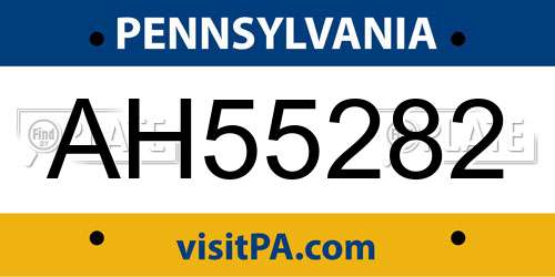 AH55282 Pennsylvania License Plate