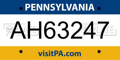 AH63247 Pennsylvania License Plate