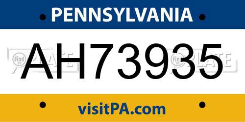 AH73935 Pennsylvania License Plate