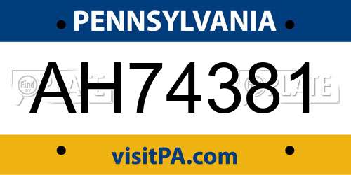 AH74381 Pennsylvania License Plate