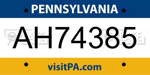 AH74385 Pennsylvania License Plate