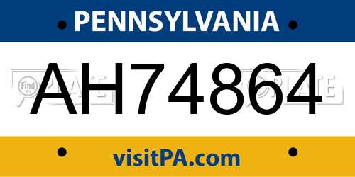 AH74864 Pennsylvania License Plate