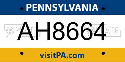 AH8664 Pennsylvania License Plate