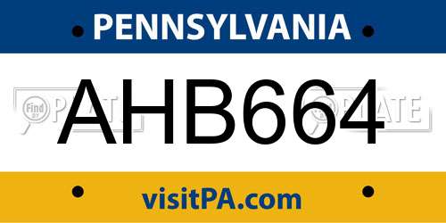 AHB664 Pennsylvania License Plate