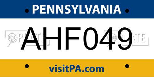 AHF049 Pennsylvania License Plate