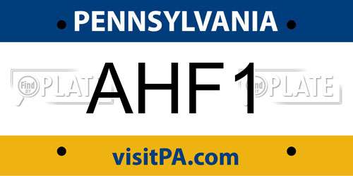 AHF1 Pennsylvania License Plate