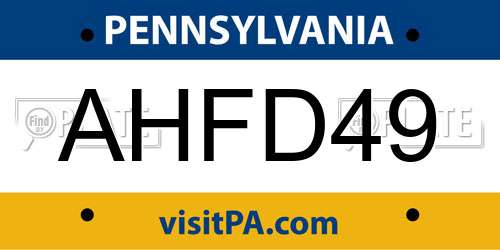 AHFD49 Pennsylvania License Plate