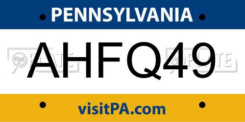 AHFQ49 Pennsylvania License Plate