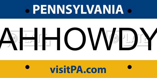 AHHOWDY Pennsylvania License Plate