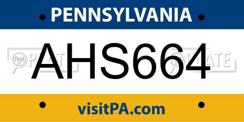 AHS664 Pennsylvania License Plate