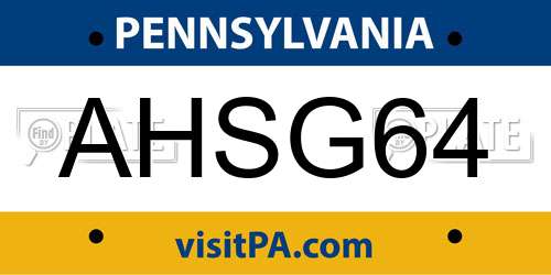 AHSG64 Pennsylvania License Plate