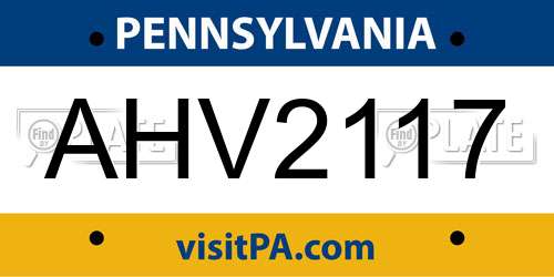 AHV2117 Pennsylvania License Plate