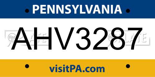 AHV3287 Pennsylvania License Plate