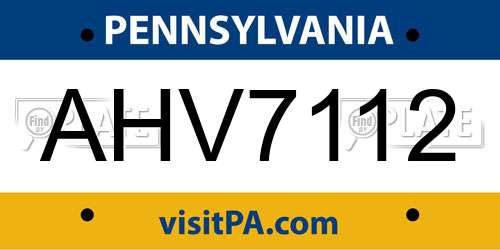 AHV7112 Pennsylvania License Plate