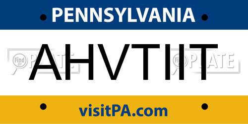 AHVTIIT Pennsylvania License Plate