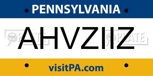 AHVZIIZ Pennsylvania License Plate
