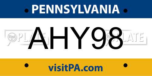 AHY98 Pennsylvania License Plate