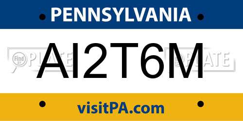 AI2T6M Pennsylvania License Plate
