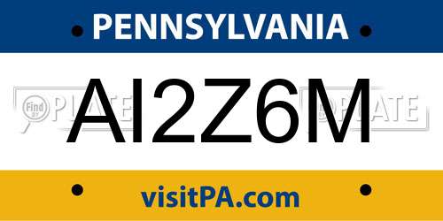 AI2Z6M Pennsylvania License Plate