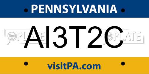 AI3T2C Pennsylvania License Plate