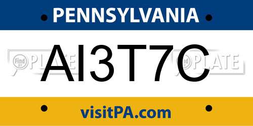 AI3T7C Pennsylvania License Plate