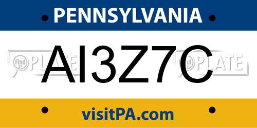 AI3Z7C Pennsylvania License Plate