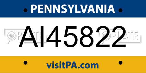 AI45822 Pennsylvania License Plate