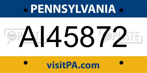 AI45872 Pennsylvania License Plate