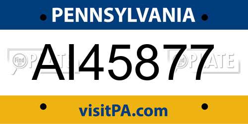 AI45877 Pennsylvania License Plate