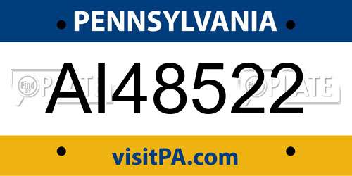 AI48522 Pennsylvania License Plate
