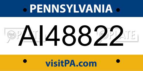 AI48822 Pennsylvania License Plate
