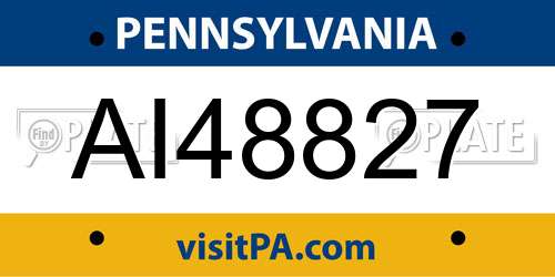 AI48827 Pennsylvania License Plate