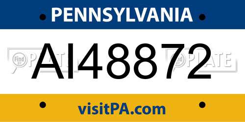 AI48872 Pennsylvania License Plate