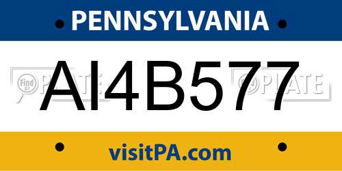 AI4B577 Pennsylvania License Plate