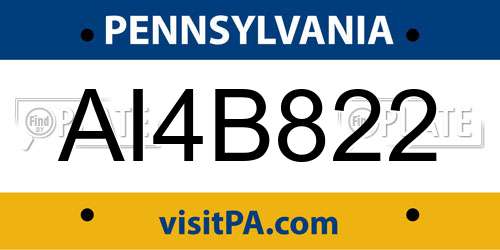 AI4B822 Pennsylvania License Plate
